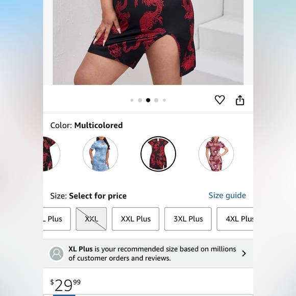 Women's Plus Size Chinese Dragon Print Bodycon Cheongsam Split Mini Dress - Picture 2 of 10